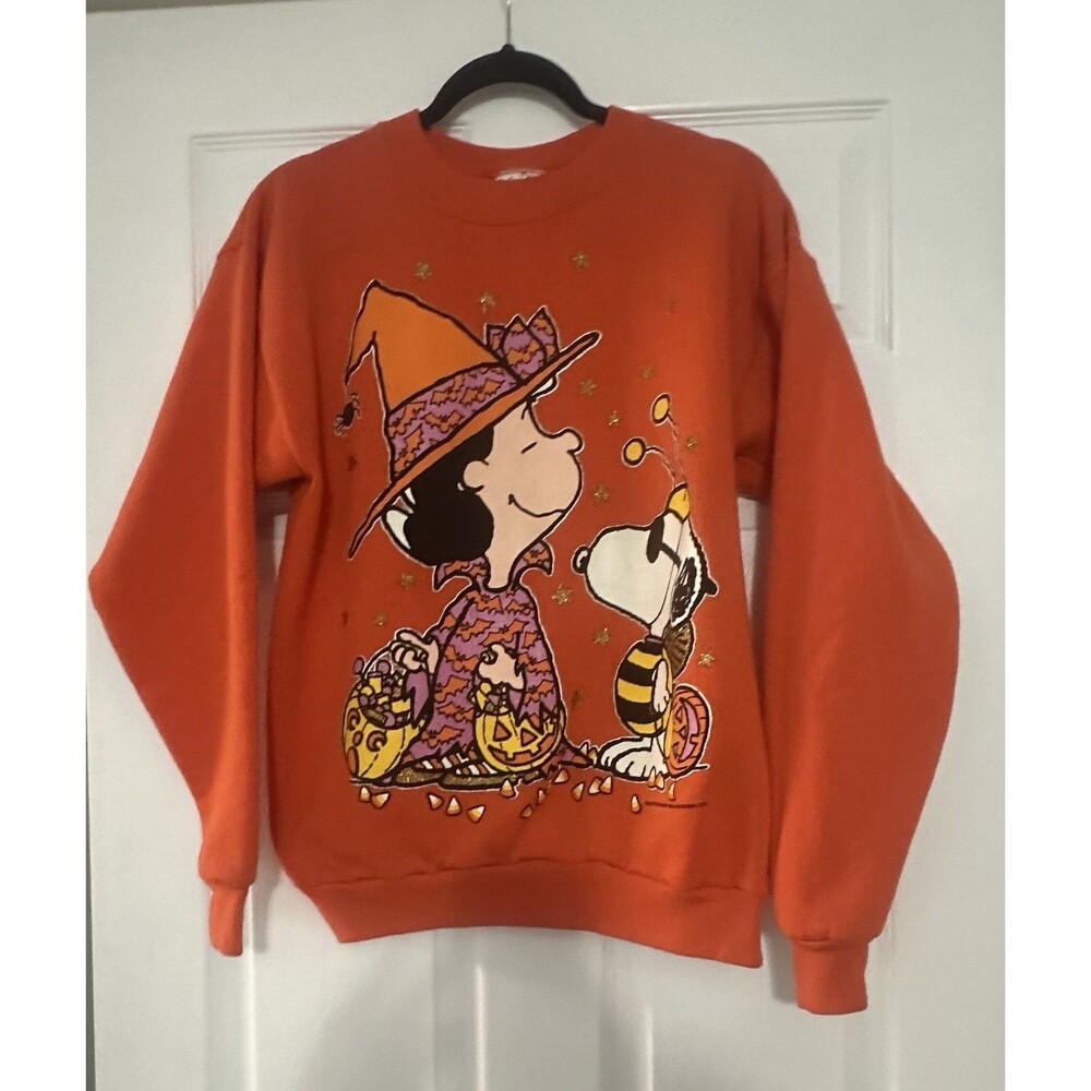 Vintage 90s Peanuts Snoopy Lucy Halloween Sweatshirt Made in USA Large